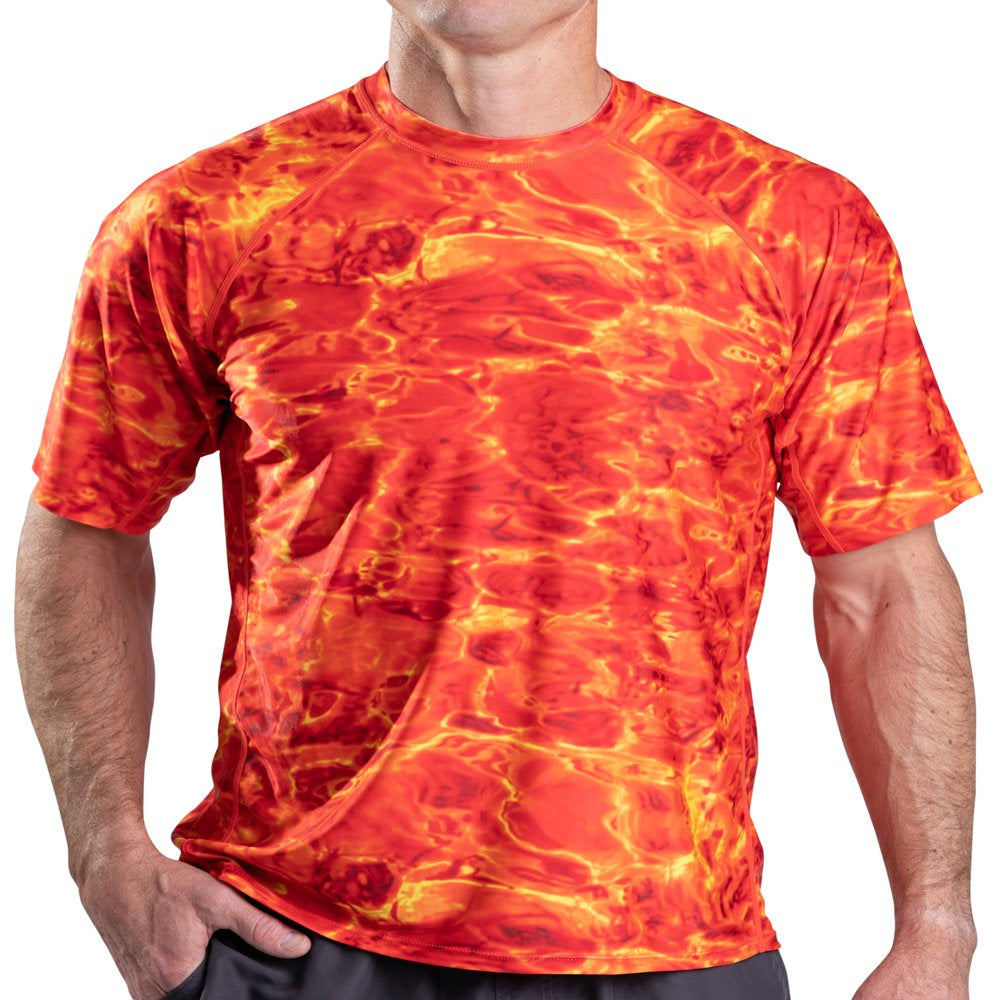 Aqua Design Rash Guard Men: UPF 50+ Short Sleeve Rashguard Swim Shirts for Men: Black Water Size 6X-Large