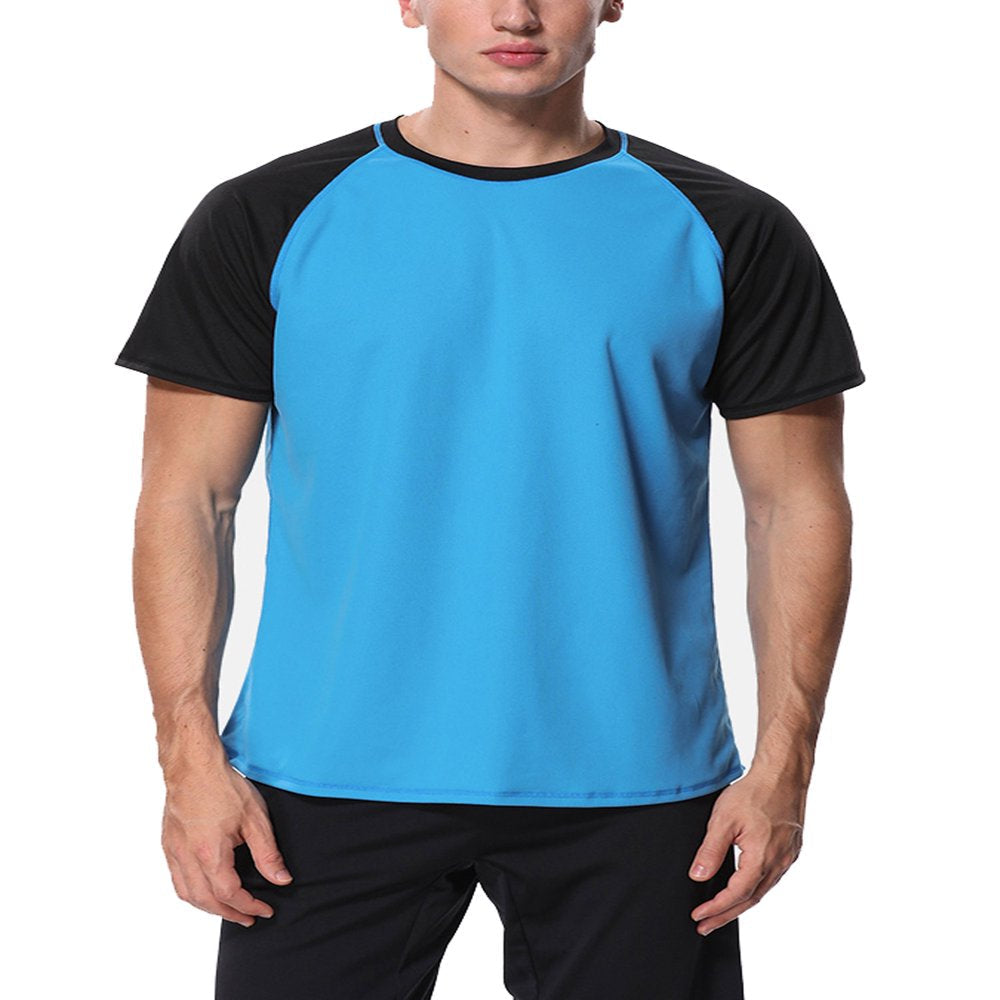Charmo Mens Rashguard Swim Shirt Quick-Dry Sun Protection Rash Guard Short Sleeve Swim Tops