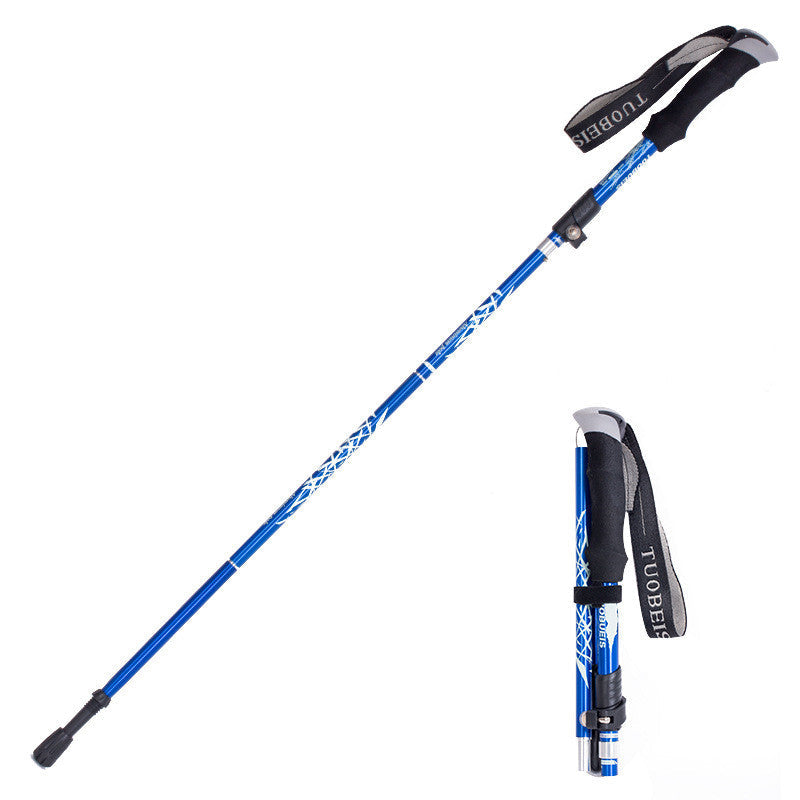 Ultralight Aluminum Alloy 5Sections Walking Poles Adjustable Trekking Poles Telescopic Walking Sticks Anti Shock Hiking Stick - Blue Force Sports