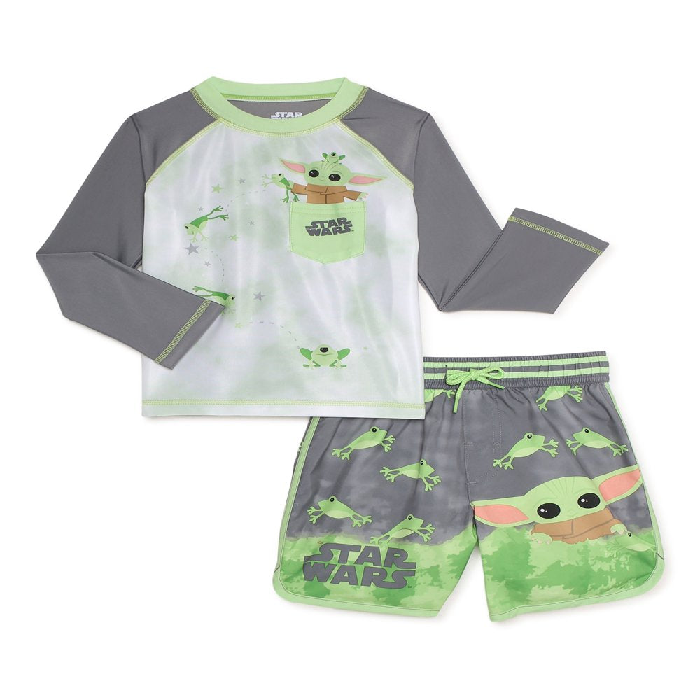 Baby Yoda Toddler Boy Rash Guard Swim Set, 2-Piece, Sizes 12M-5T