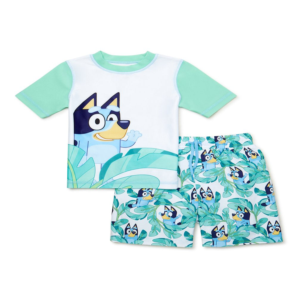Bluey Toddler Boy Rashguard Swimwear Set, Sizes 2T-5T