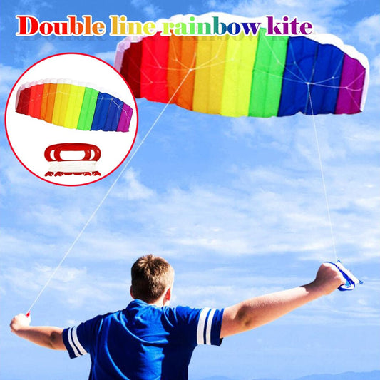 YZHM Rainbow Kites for Children and Adults Dual Line Stunt Kids Kite with Handle Line