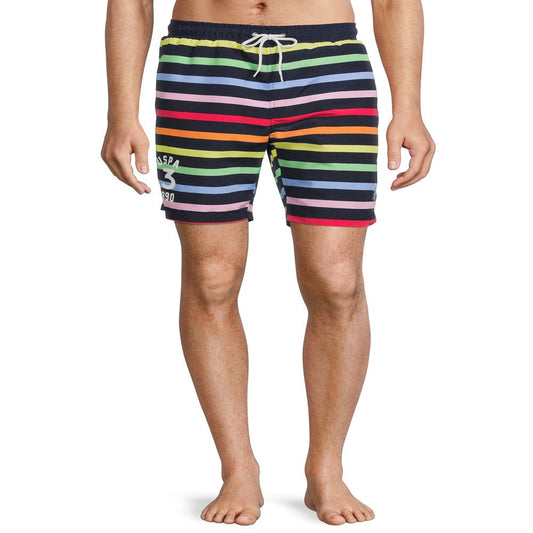 U.S. Polo Assn. Men'S 7” Multicolored Stripe Swim Shorts