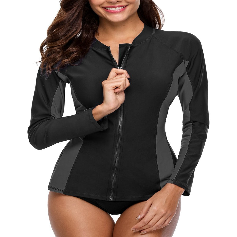 Charmo Womens Rash Guard Shirt Long Sleeve Raglan Sun Protection Swim Shirt Bathing Suit UPF 50+