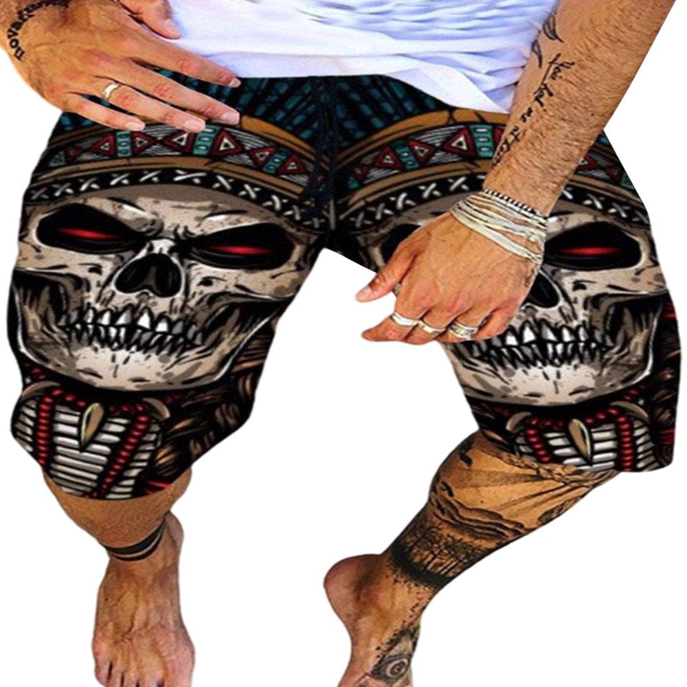 Avamo Swim Trunks for Mens Beach Swimming Board Shorts Skull Print Bathing Suits Loose Casual Summer Shorts