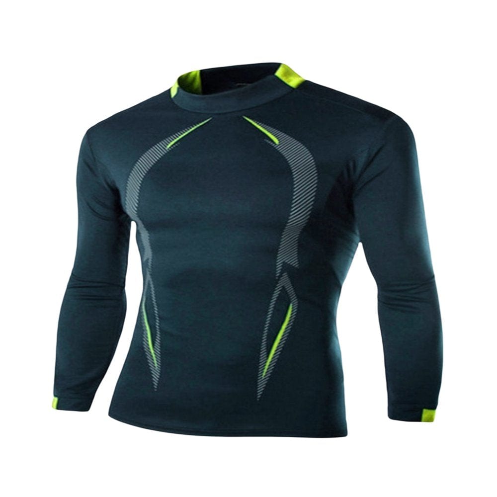 Ciycuit Men Long Sleeve Compression T Shirts Quick Drying Tops Athletic Workout Fitness Running Shirt Rash Guard