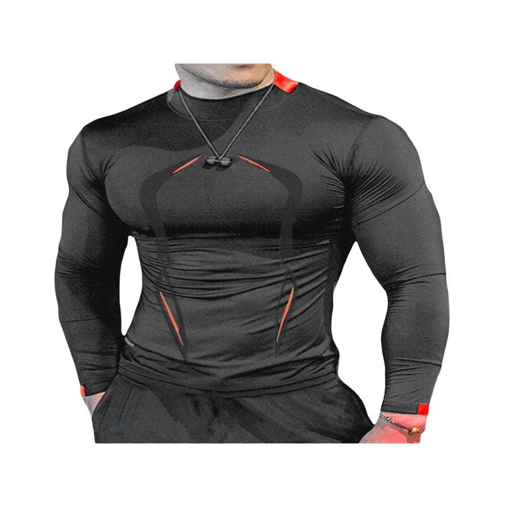 Ciycuit Men Long Sleeve Compression T Shirts Quick Drying Tops Athletic Workout Fitness Running Shirt Rash Guard