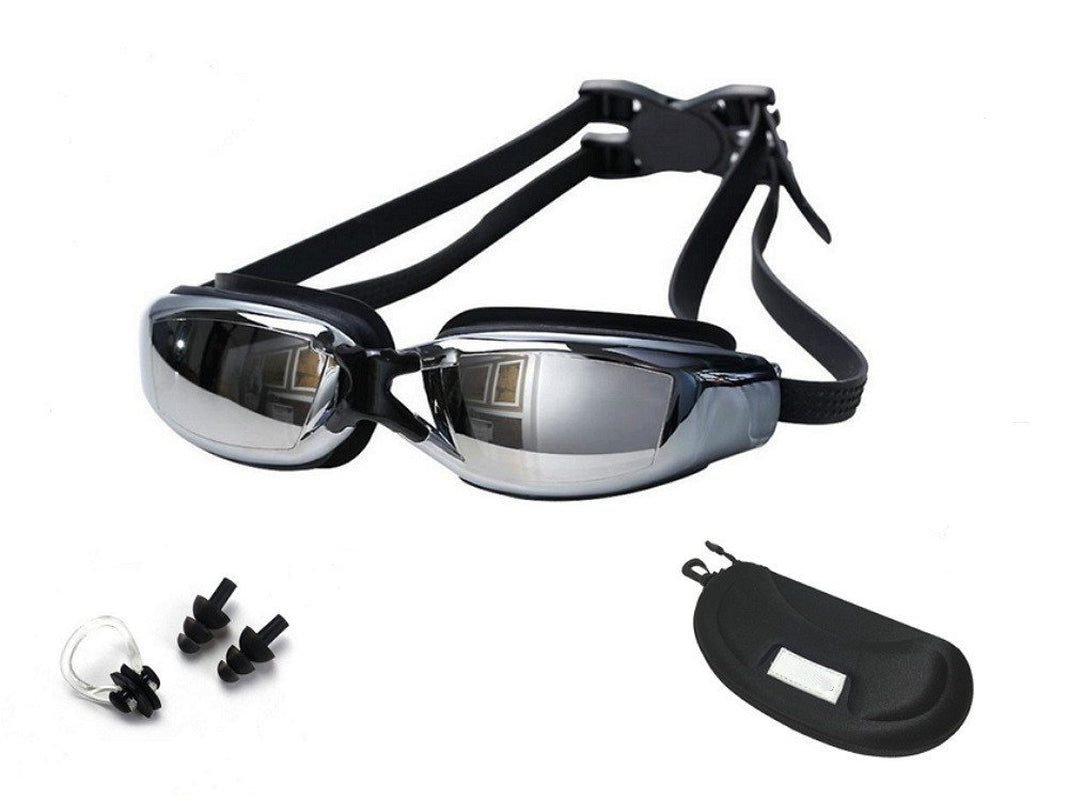 Swim Goggles for Adult Unisex No Leaking Clear-Uv Protection, Anti-Fog, Mirror Coated Lens Swimming Goggles with Protection Case