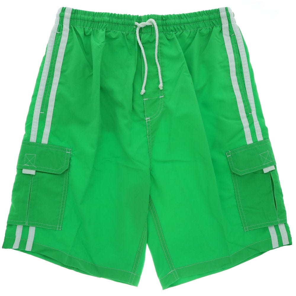 Surf Ave. Men'S Classic Long Swim Trunks No Grommets with Stripes and Five Pockets-Black-Medium