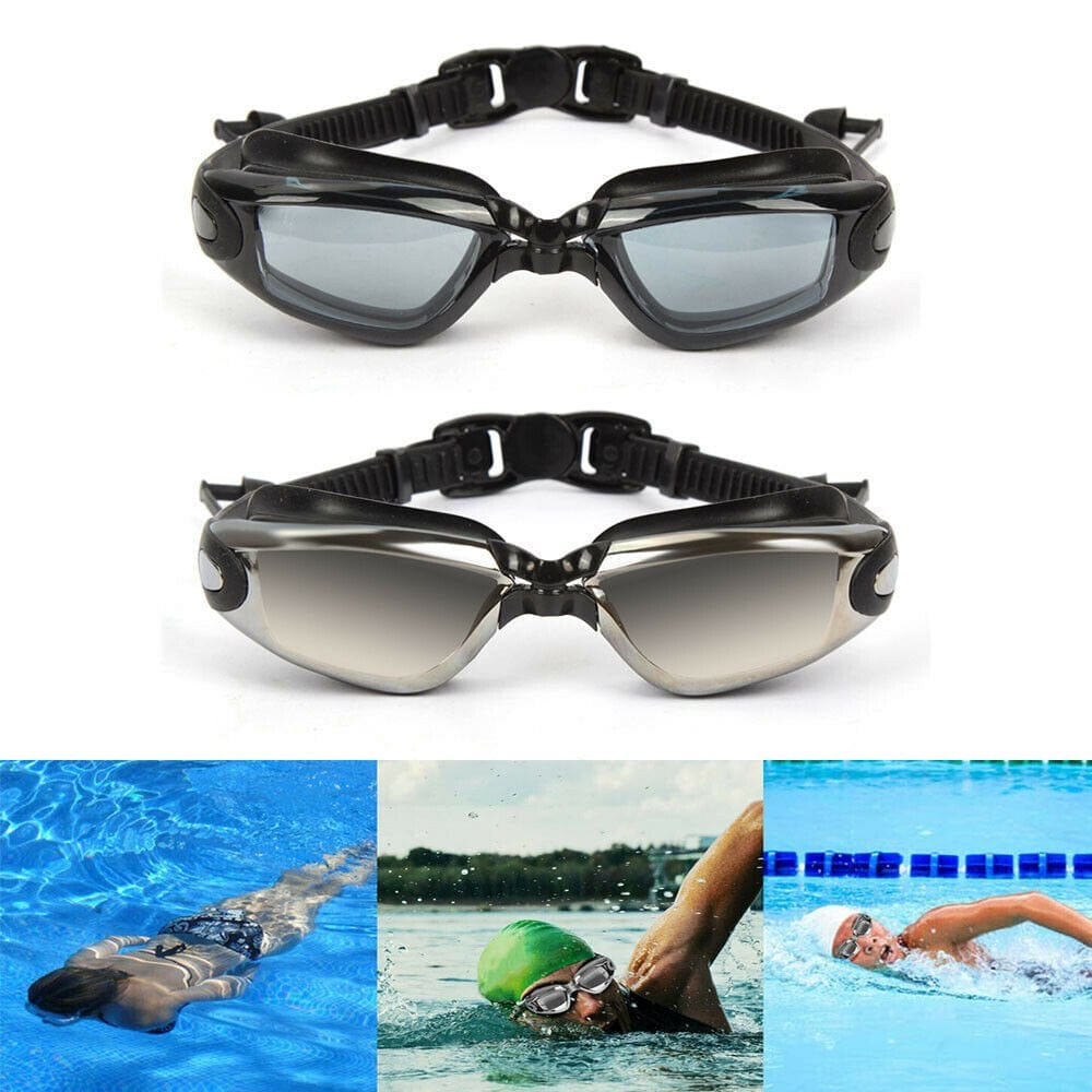 Swimming Goggles Anti-Fog UV Protection Swim Glasses W/ Earplug for Men Women
