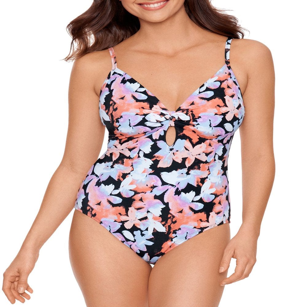 Time and Tru Women’S and plus Painterly Stripe One Piece Swimsuit