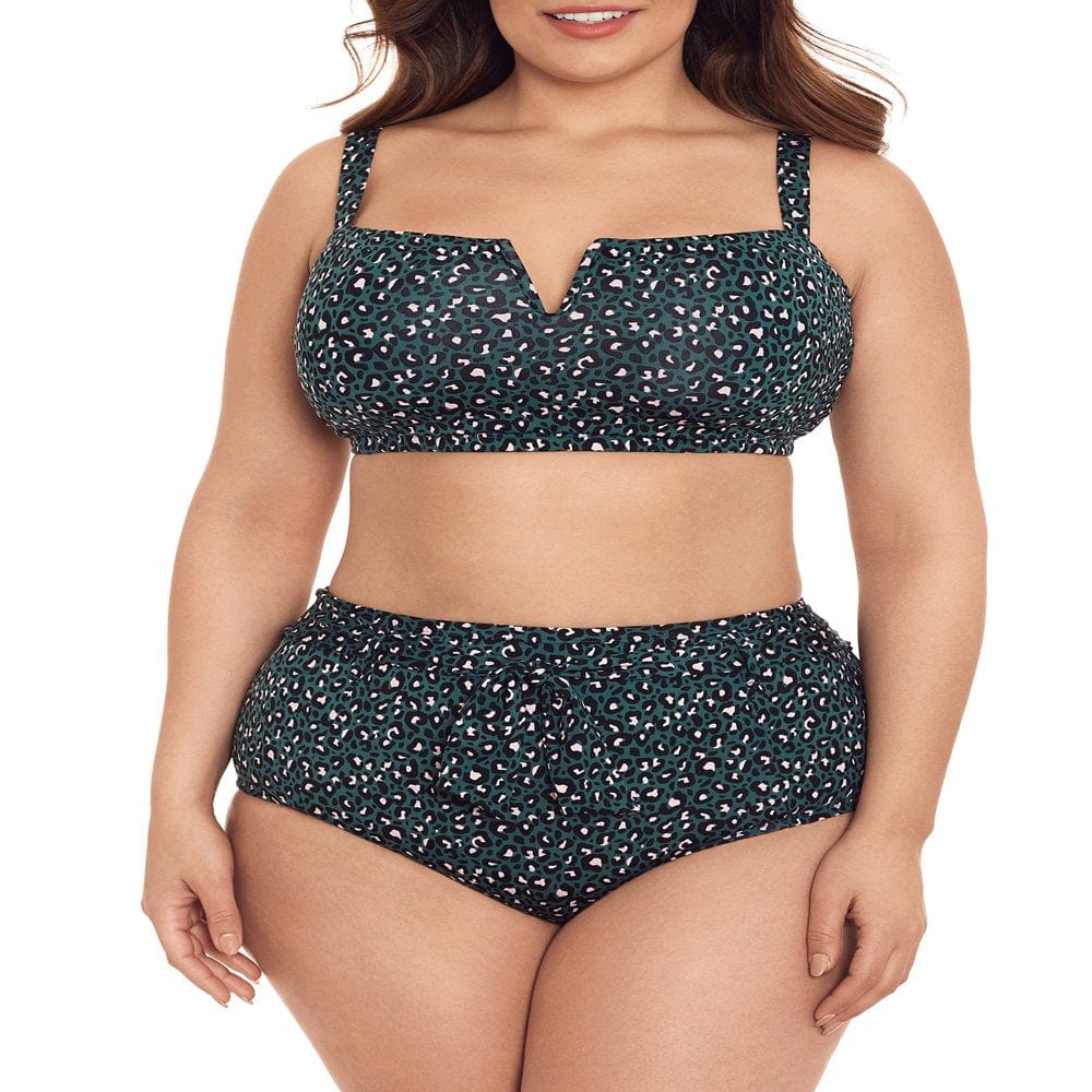 Time and Tru Women'S and Women'S plus High Waisted Tie Front Swim Bottoms