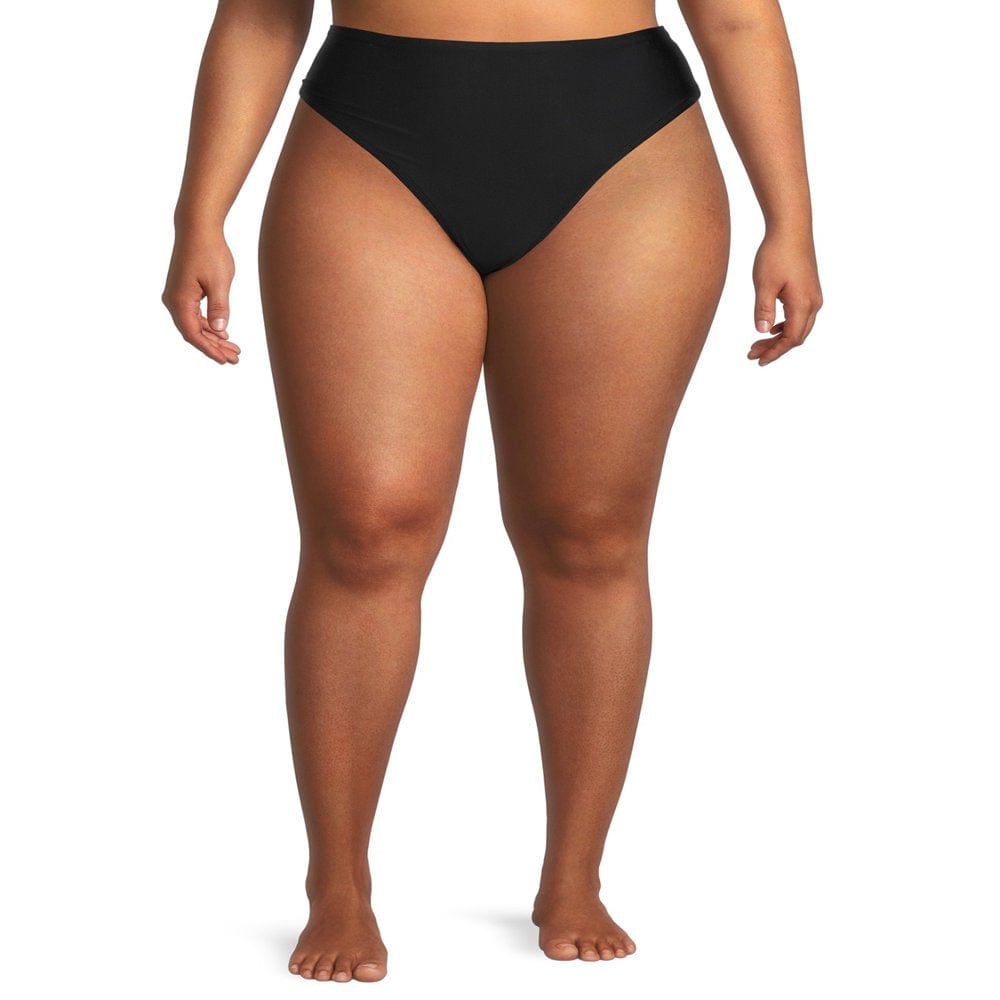 Time and Tru Women'S and Women'S plus Size Swim Cheeky Shirred Back Bikini Bottom