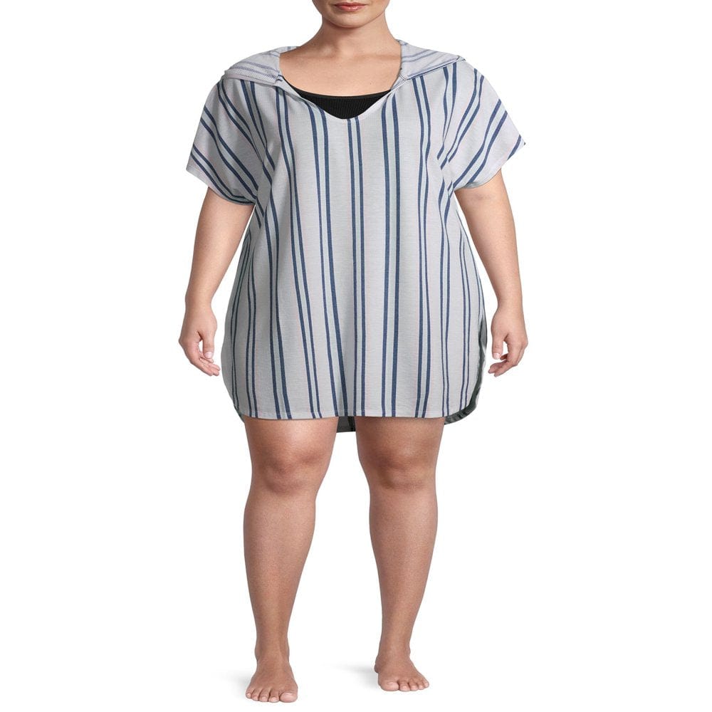 Time and Tru Women'S and Women'S plus Waffle Cover up with Hood