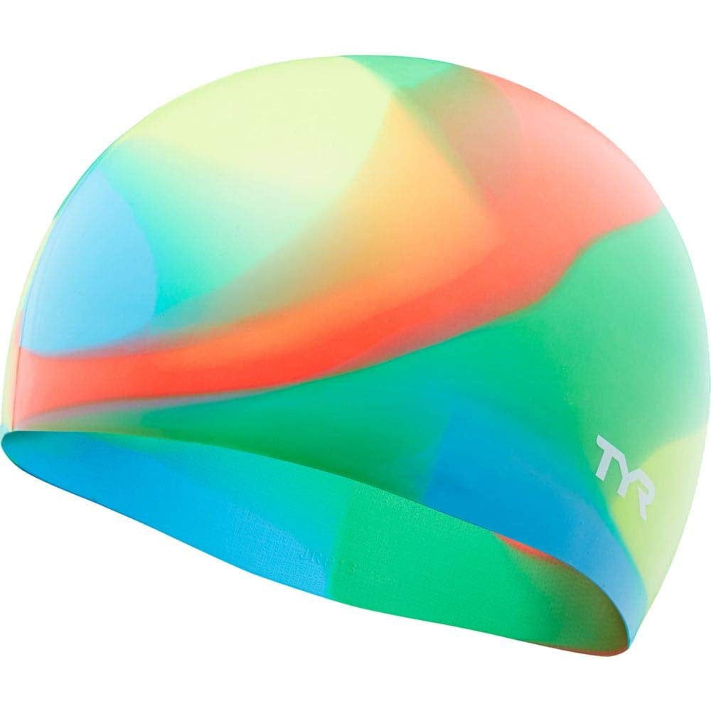 TYR Tie Dye Silicone Youth Fit Cap in Pink/Blue