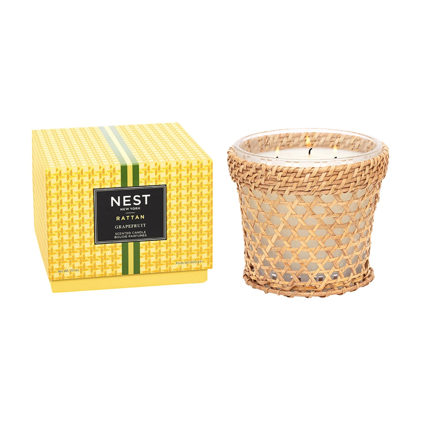 Nest Rattan Grapefruit Candle Size variant: 21.2 oz (3-Wick) main image.