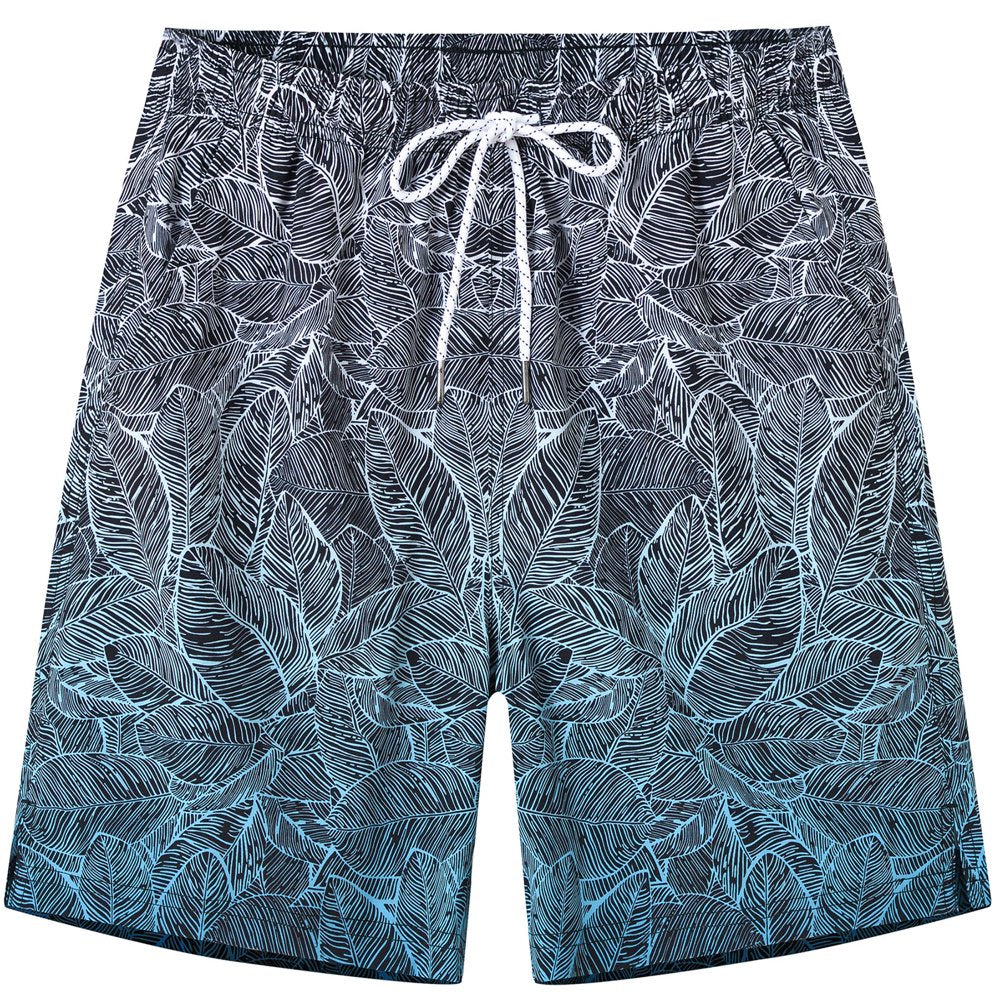 QPNGRP Mens Printed Swim Trunks Quick Dry Beach Shorts with Mesh Lining