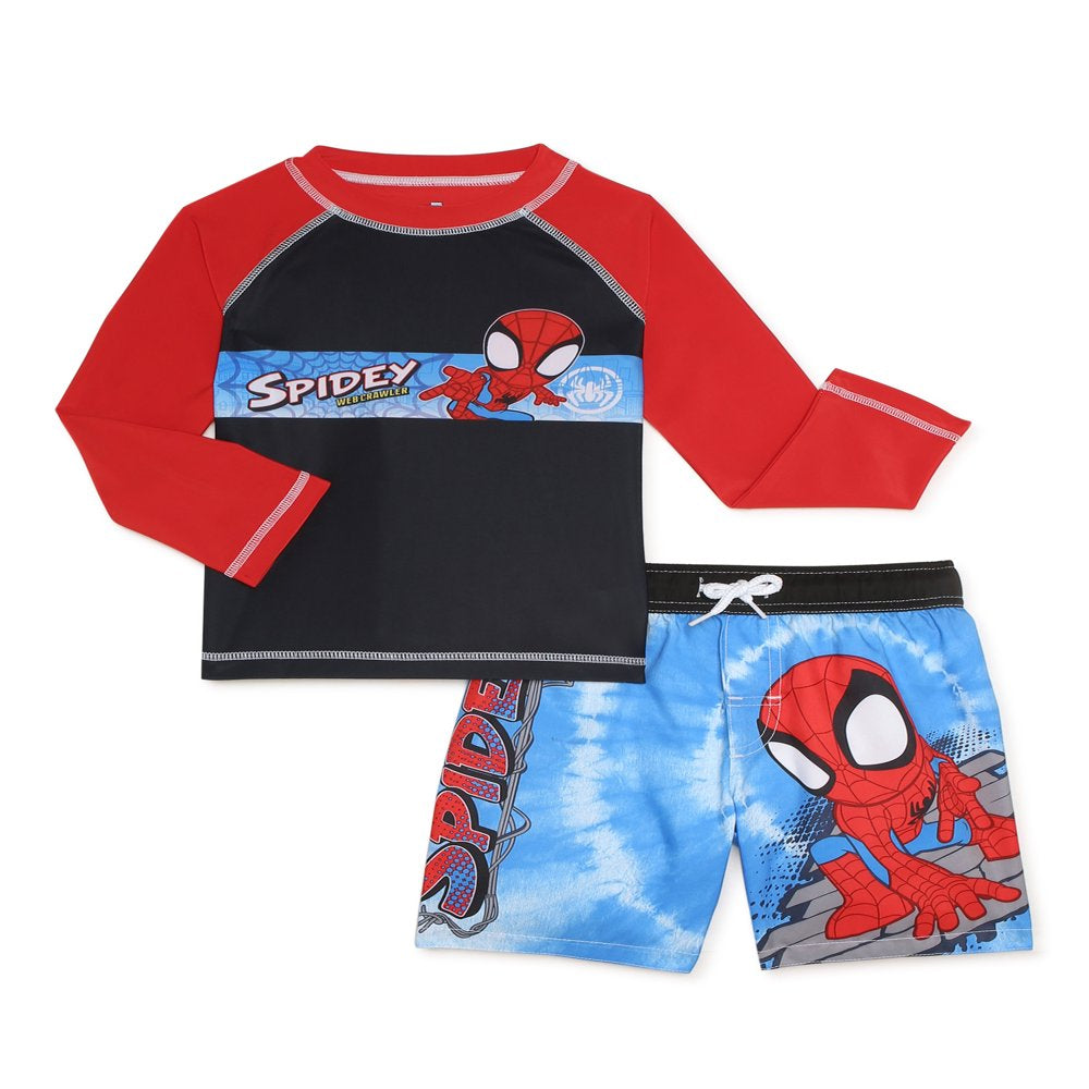 Spiderman Toddler Baby and Toddler Boy Rash Guard Swim Set, 2-Piece, Sizes 12M-5T