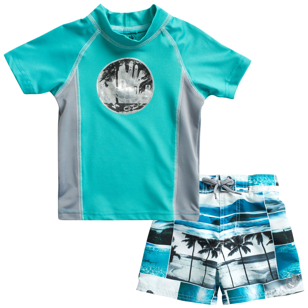Body Glove Boys' 2-Piece UPF 50+ Rash Guard and Swimsuit Trunks Set, Sizes 2T-12