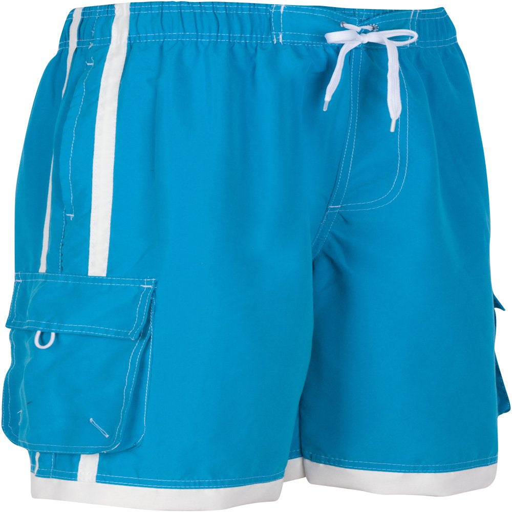 Sakkas Mens Contrast Stripes Skate Surf Board Short / Swim Trunks - Black/Red - 5XL