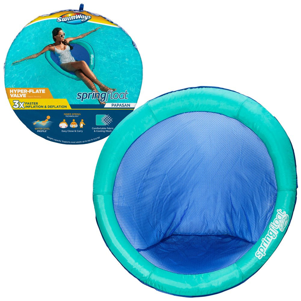 Swimways Spring Float Papasan, Inflatable Lounge Chair, for Men & Women Ages 15+, Blue