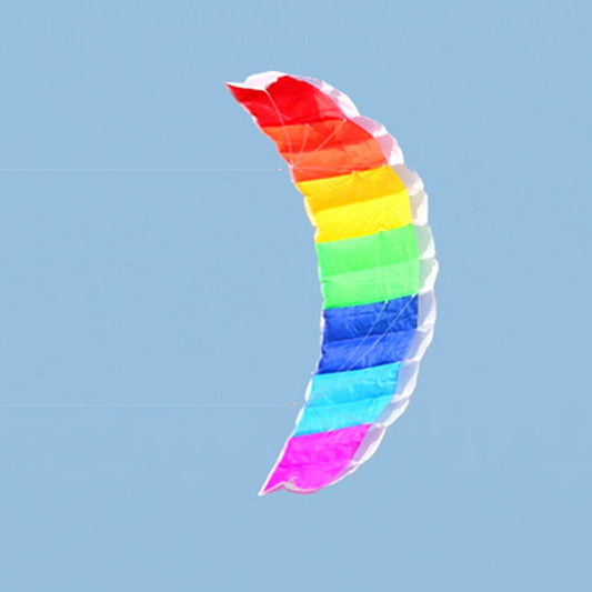 Top Deals 1.4M Rainbow Dual Line Kitesurfing Stunt Parachute Soft Parafoil Surfing Kite Sport Kite Outdoor Activity Beach Flying Kite Rainbow 140*60Cm