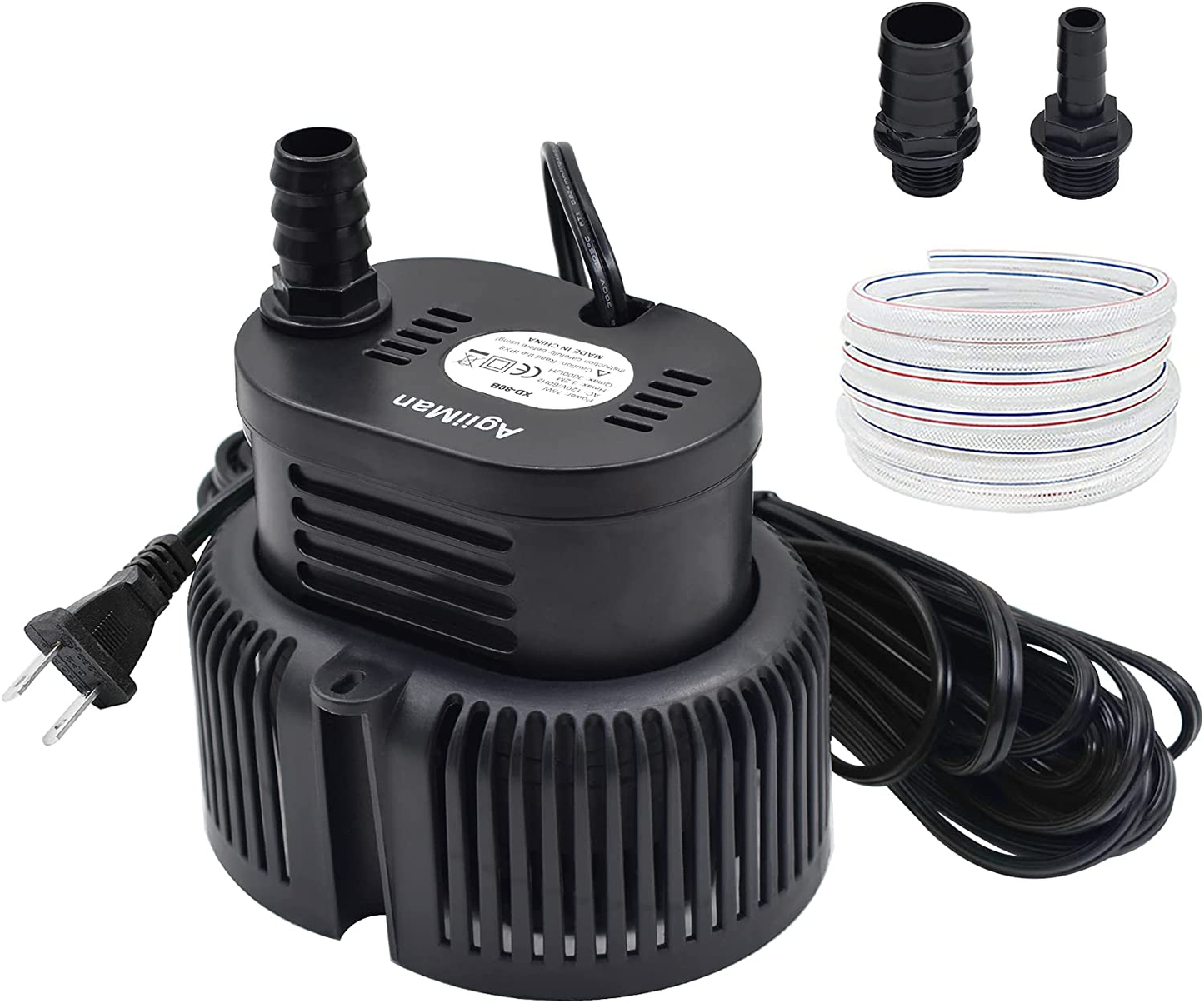 Pool Cover Pump above Ground - Submersible Sump Pump, Swimming Water Removal Pumps, with Drainage Hose & 25 Feet Extra Long Power Cord, 850 GPH Inground, 3 Adapters