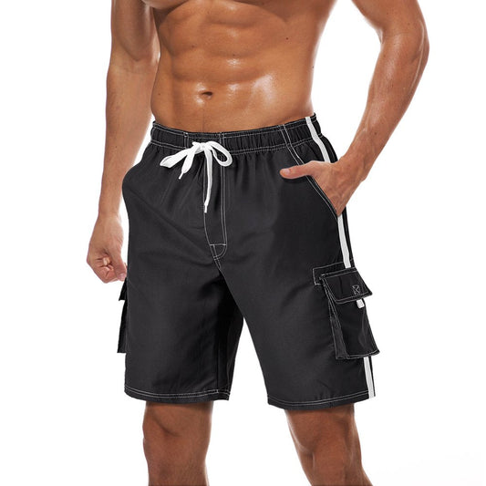 TACVASEN Mens Lightweight Beach Shorts Casual Summer Pants with Pockets Black L
