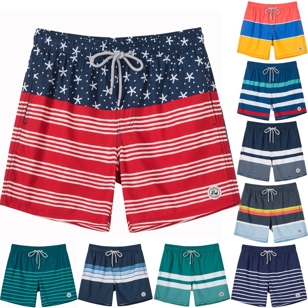 SURFCUZ Men'S Swim Shorts Quick Dry Striped Male Swim Trunks Size S to 2XL