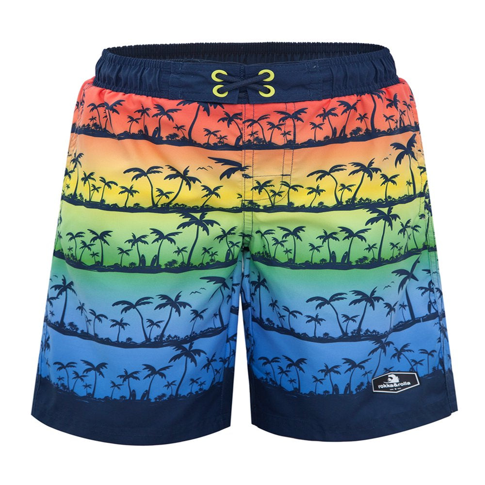 Rokka&Rolla Boys' Stretch Swim Trunks with Mesh Lining, UPF 50+ Sizes 4-18