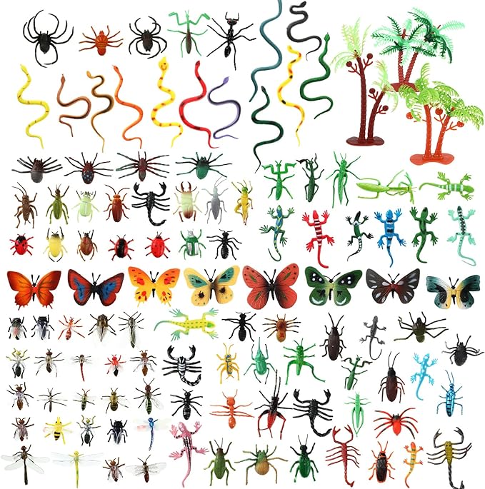 Random Plastic Insects Bug Toys with Storage Box