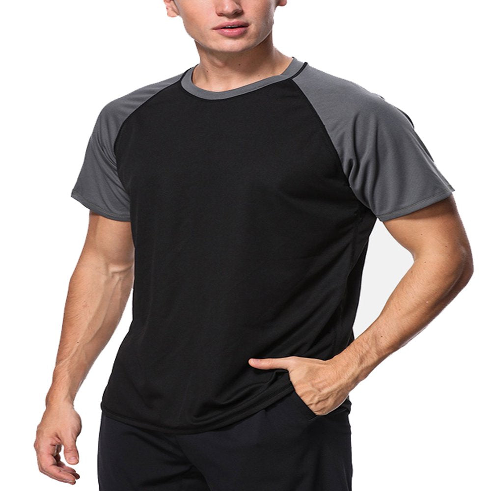 Charmo Mens Rashguard Swim Shirt Quick-Dry Sun Protection Rash Guard Short Sleeve Swim Tops