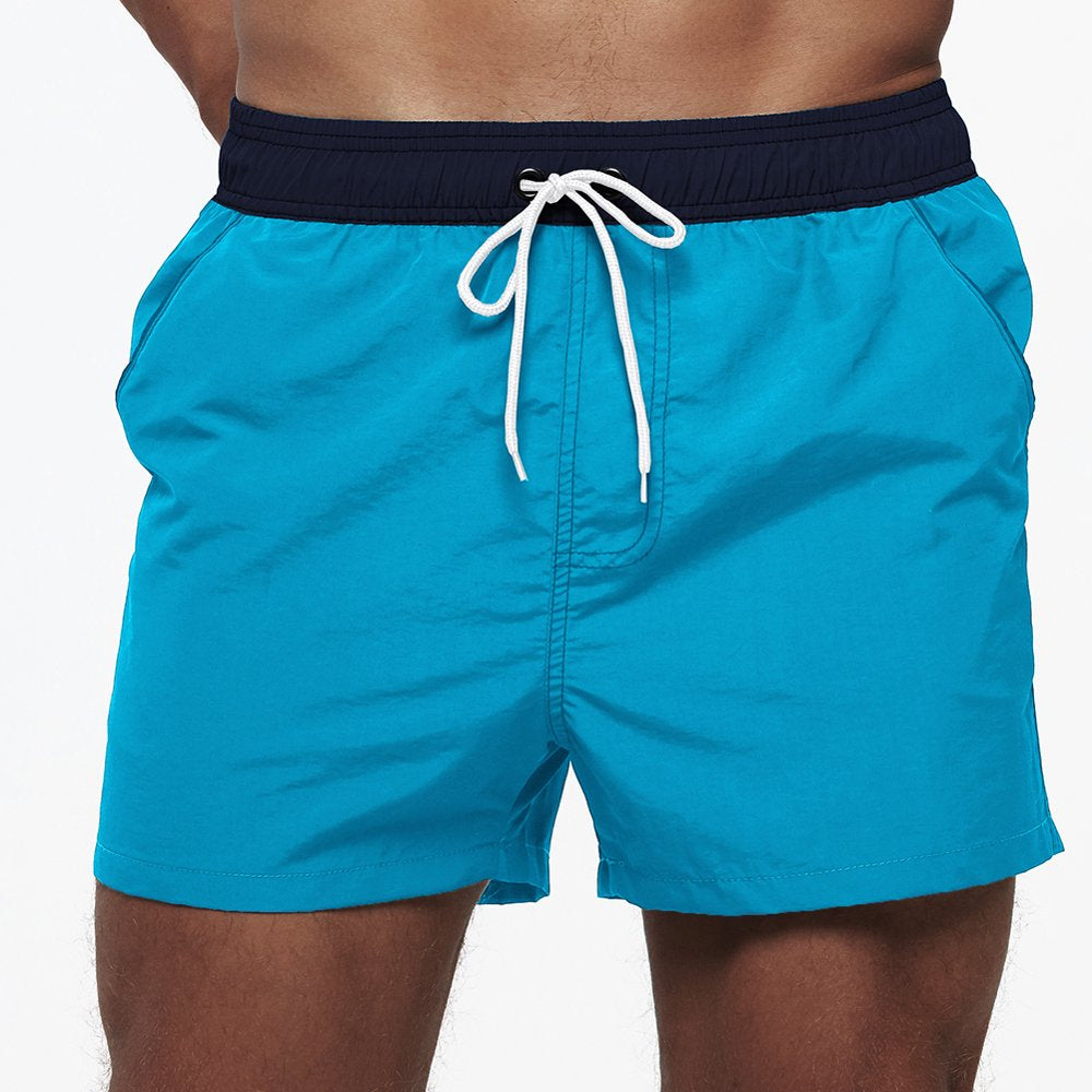 QPNGRP Mens 5 Inch Swim Trunks Stretch Quick Dry Swim Shorts with Zipper Pockets Deepblue 38
