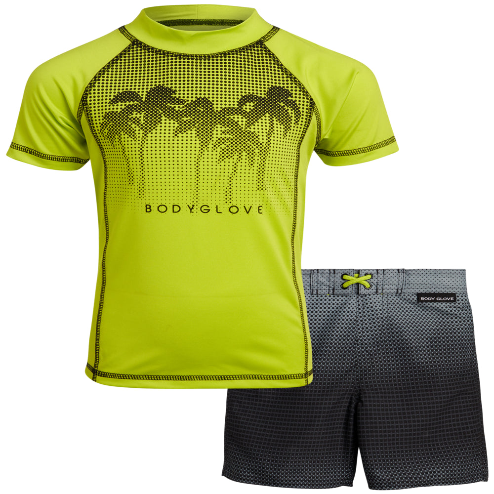 Body Glove Boys' 2-Piece UPF 50+ Rash Guard and Swimsuit Trunks Set, Sizes 2T-12