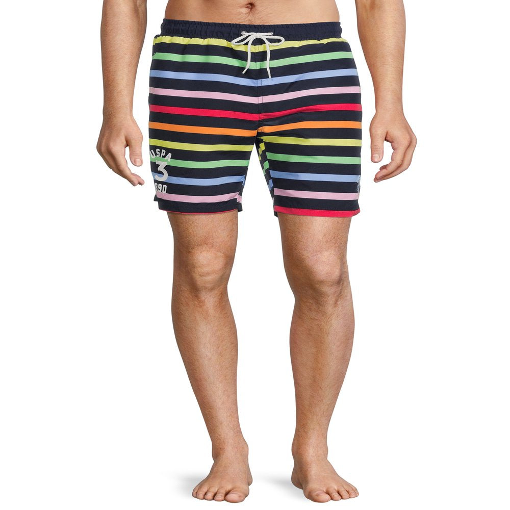 U.S. Polo Assn. Men'S 7” Multicolored Stripe Swim Shorts