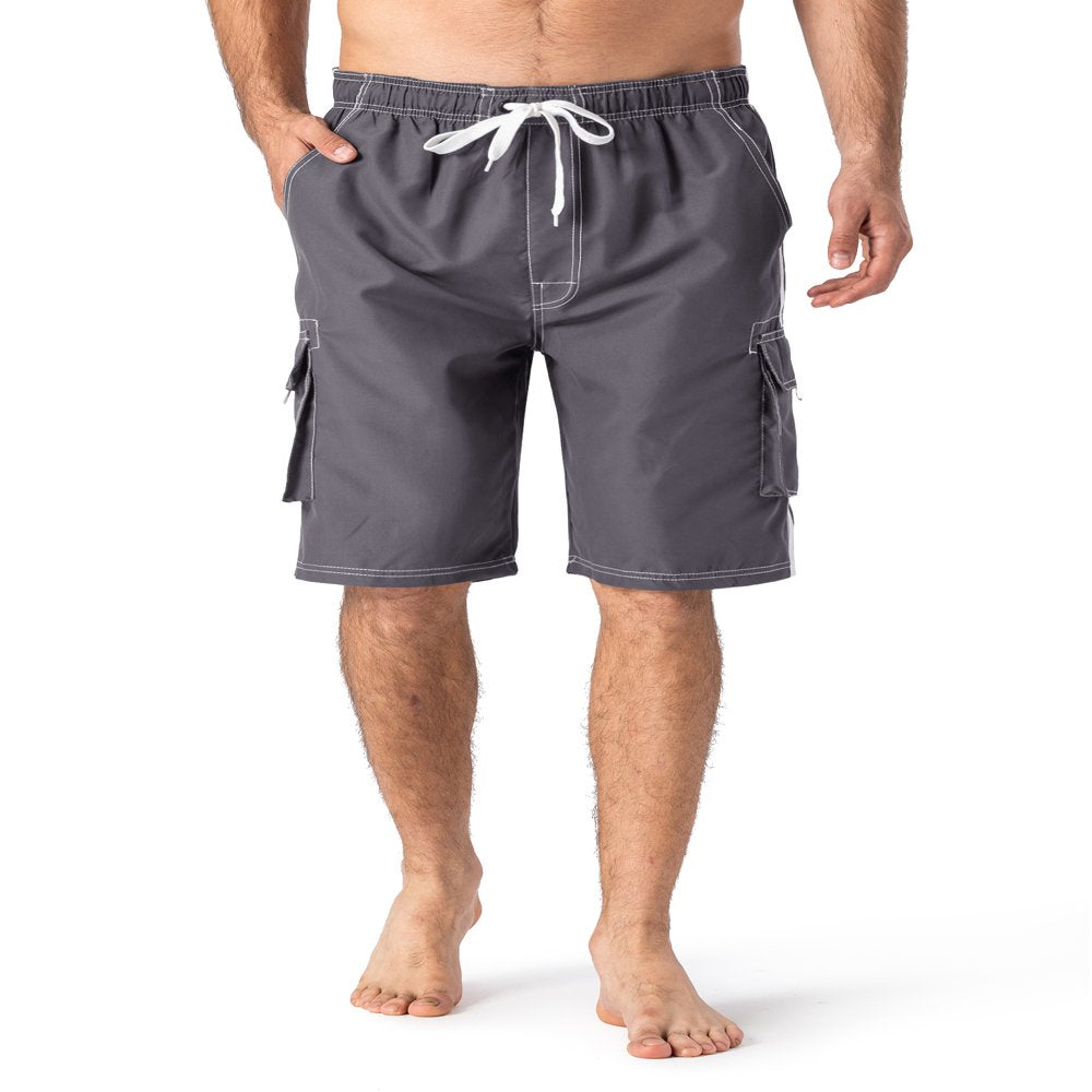 TACVASEN Mens Lightweight Beach Shorts Casual Summer Pants with Pockets Black L