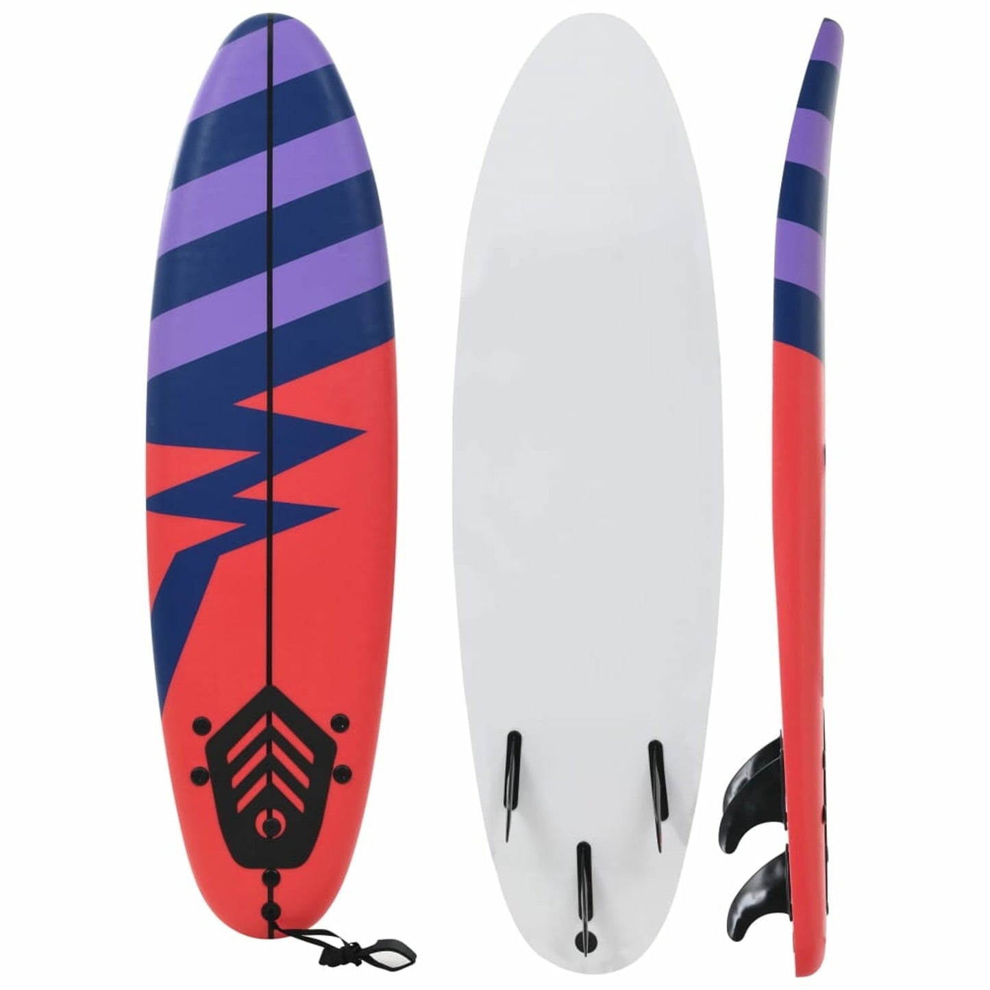 Dcenta Surfboard Stripe Design Foam Soft Beach Surfing Board with Leash and Fins for All Levels Beginners Youth and Adults 66.9 x 18.4 x 3.1 Inches (L x W x T)