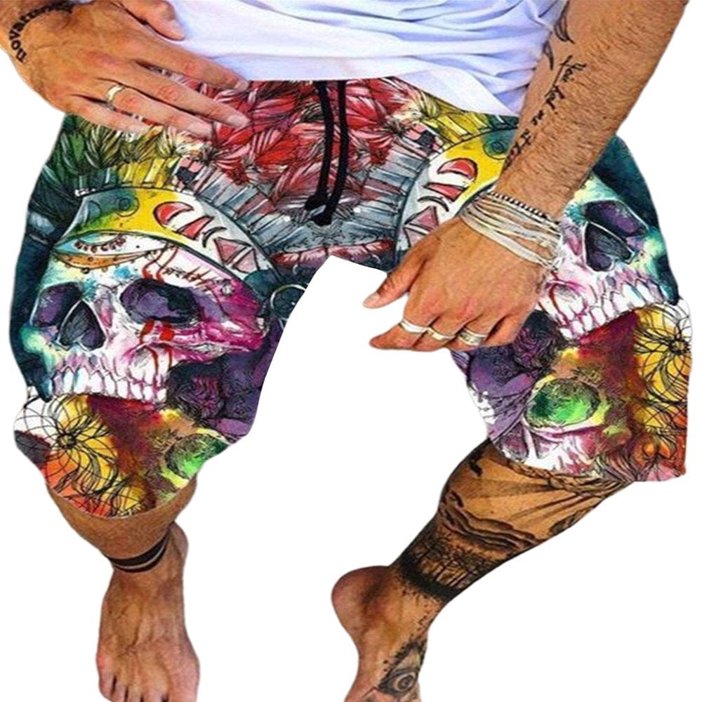 Avamo Swim Trunks for Mens Beach Swimming Board Shorts Skull Print Bathing Suits Loose Casual Summer Shorts