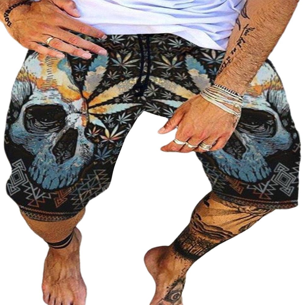 Avamo Swim Trunks for Mens Beach Swimming Board Shorts Skull Print Bathing Suits Loose Casual Summer Shorts