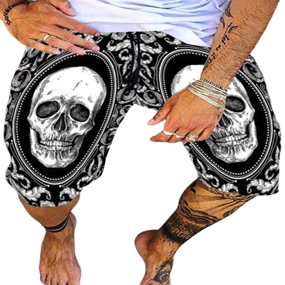 Avamo Swim Trunks for Mens Beach Swimming Board Shorts Skull Print Bathing Suits Loose Casual Summer Shorts