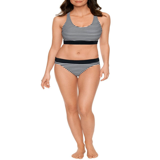 Avia Women'S Finish Line Striped Mid Rise Bottom Swimsuit