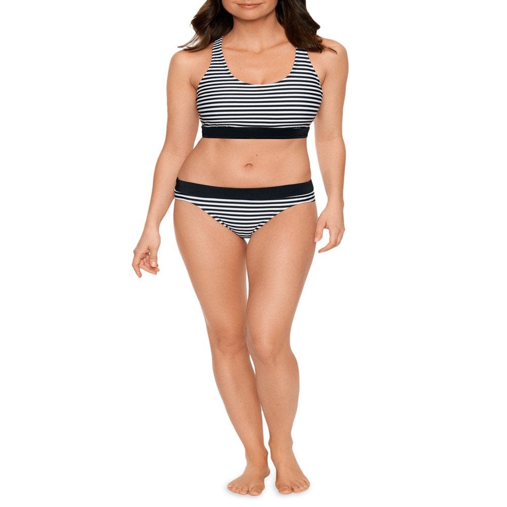 Avia Women'S Finish Line Striped Mid Rise Bottom Swimsuit