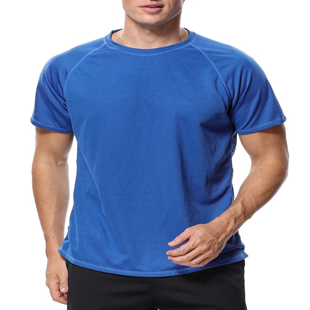 Attraco Men Short Sleeve Rash Guard Swimwear UPF 50+ Running Swimming Shirt Solid Color