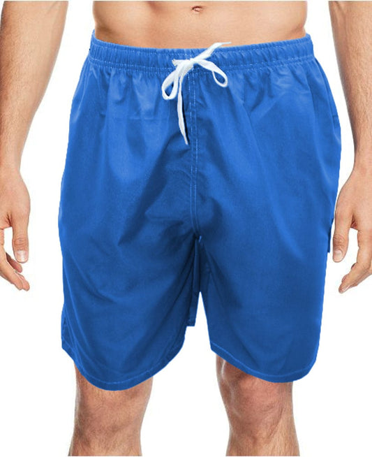 Comfort Fit Men'S Three Pocket Knee Length Quick Dry Swim Trunks, Blue, Large