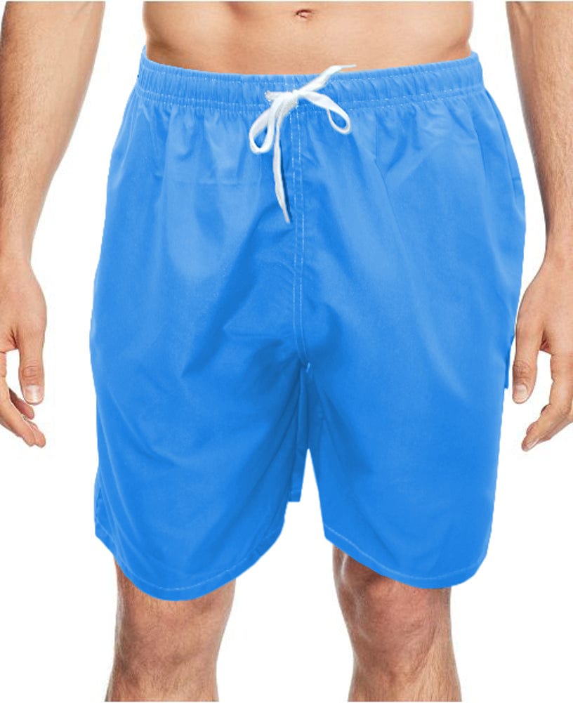 Comfort Fit Men'S Three Pocket Knee Length Quick Dry Swim Trunks, Blue, Large