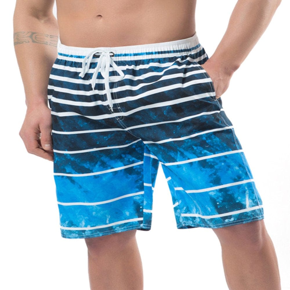 CVLIFE Mens Striped Beach Shorts Swim Swimming Board Shorts Trunks Swimwear Beach Summer Pants with Lining