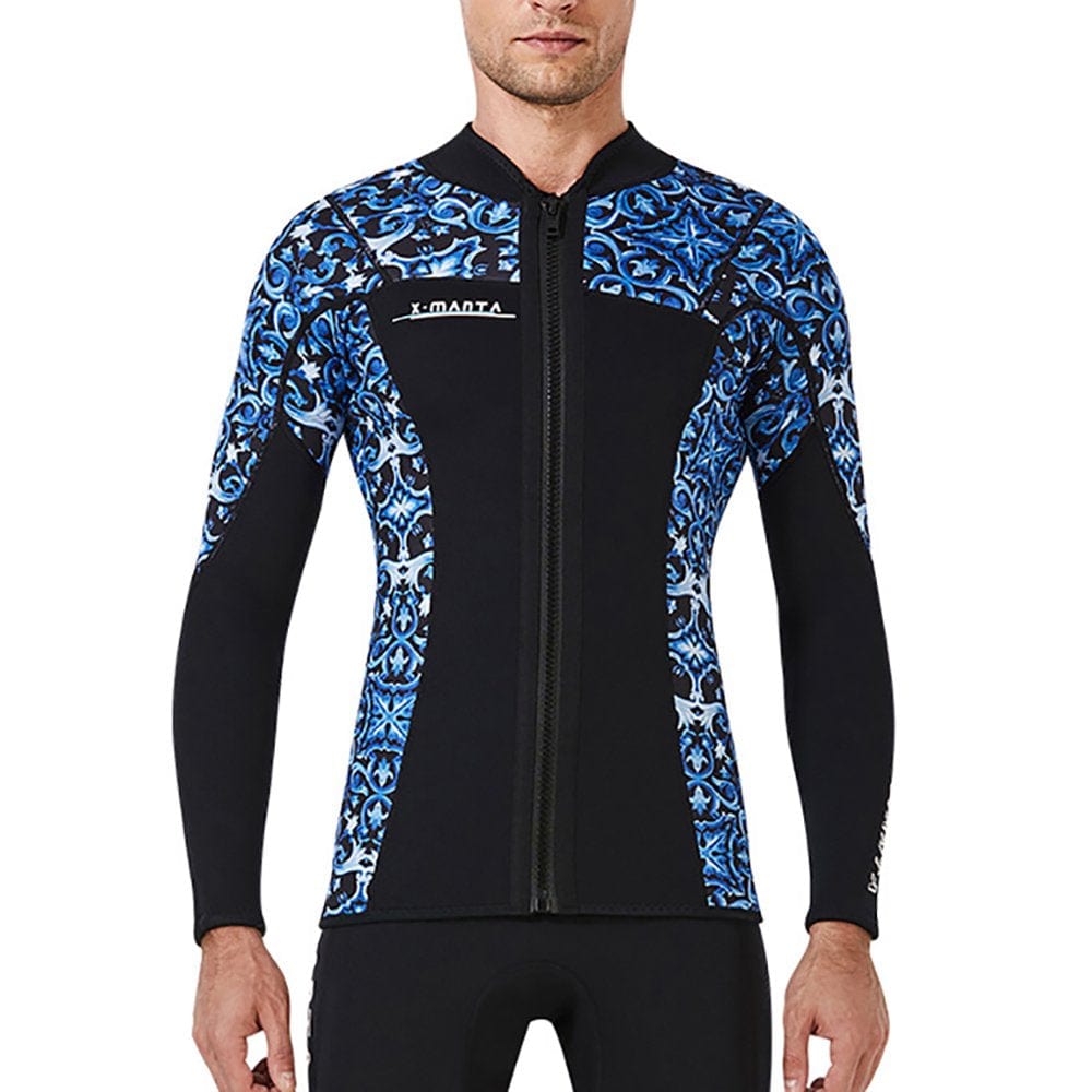 DIVE SAIL 1.5MM Wetsuit Tops Neoprene Keep Warm Wetsuits Jacket Scuba Diving Suits Canoe Surf Suit for Water Aerobics Snorkeling Blue L