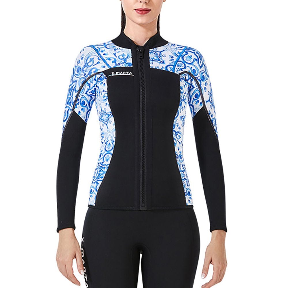 DIVE SAIL 1.5MM Wetsuit Tops Neoprene Keep Warm Wetsuits Jacket Scuba Diving Suits Canoe Surf Suit for Water Aerobics Snorkeling Blue L