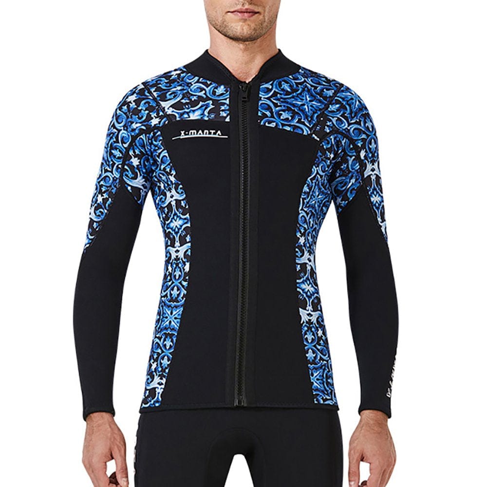 DIVE SAIL 1.5MM Wetsuit Tops Neoprene Keep Warm Wetsuits Jacket Scuba Diving Suits Canoe Surf Suit for Water Aerobics Snorkeling Blue L