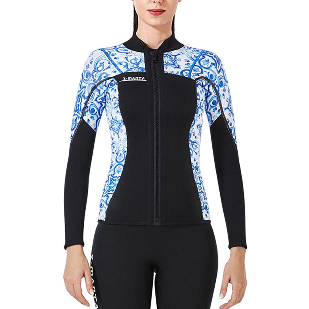 DIVE SAIL 1.5MM Wetsuit Tops Neoprene Keep Warm Wetsuits Jacket Scuba Diving Suits Canoe Surf Suit for Water Aerobics Snorkeling Blue L